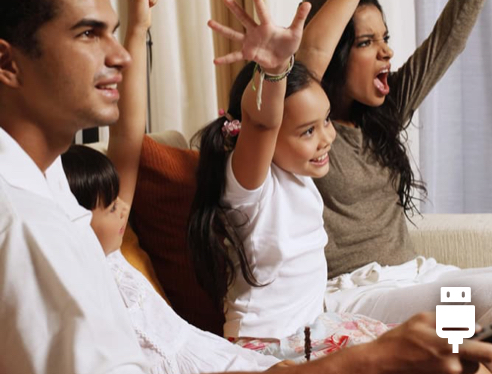 Family watching TV